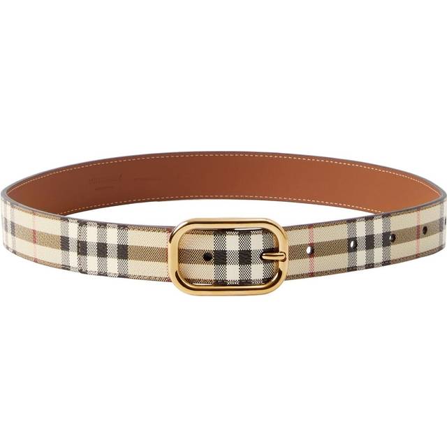 Burberry - Vintage Check leather belt - women - Leather - S - Neutrals