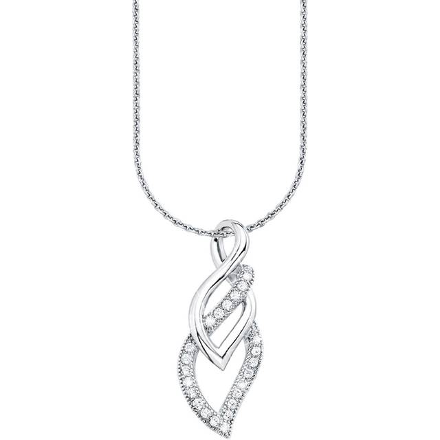 Silverhalsband - löv, Kubisk Zirkonia, 45 cm