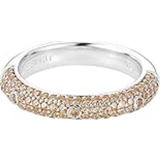 Esprit Ring, Rhodium-Plated 925 Sterling Silver and Cubic Zirconia, Orange
