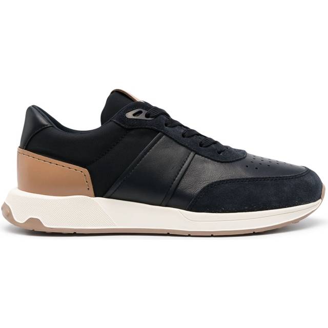 Tod's - leather-trimmed low-top sneakers - men - Calf Leather/Calf Leather/Rubber/Fabric/Fabric - 12 - Blue