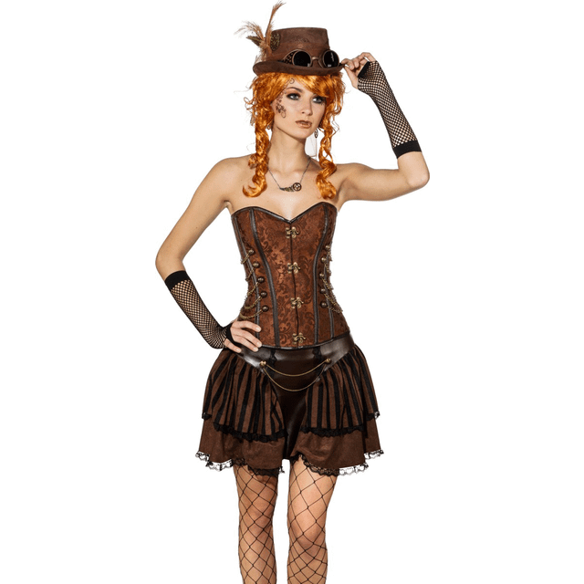 ORL9884-S # Steampunk Corsage braun Damenkorsett braun S (36/38)