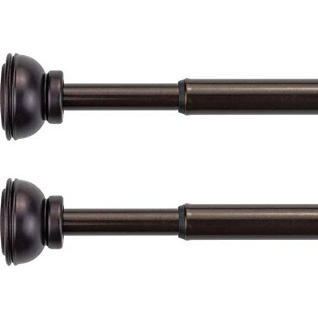 KXLIFE 1/2-inch Decorative Spring Tension Curtain Rod  Tension Drapery Rod for Window  Caf? Rod Bronze  (22-36 Inch  2 Pack)