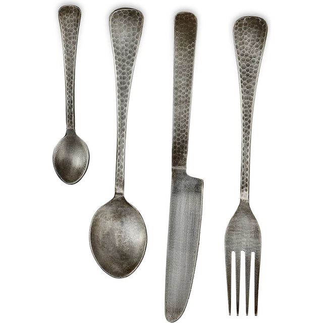 Nkuku Huri Cutlery - Burnt Silver - Set of 16 - Metallic
