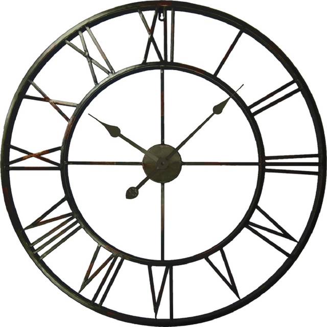 Walplus Black Roman Numeral Round Wall Clock 76cm - Multi - 76 x 2 x 9cm