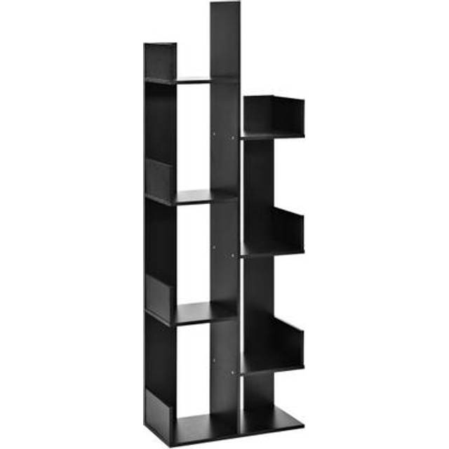Costway Tree-Shaped Bookshelf with 8 Storage Shelves-Black, Black