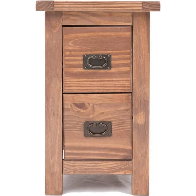 Bedside Table 2 Drawer Petite Dark Oak Cabinet Bedroom Furniture Nightstand