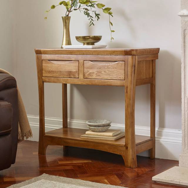 Rustic Solid Oak Console Tables - Console Table - Orrick Range - Oak Furnitureland