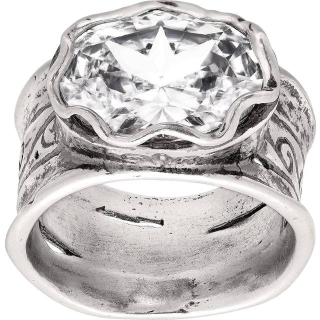 Silpada 'Rustic Royalty' Cubic Zirconia Statement Ring in Sterling Silver - White - 5