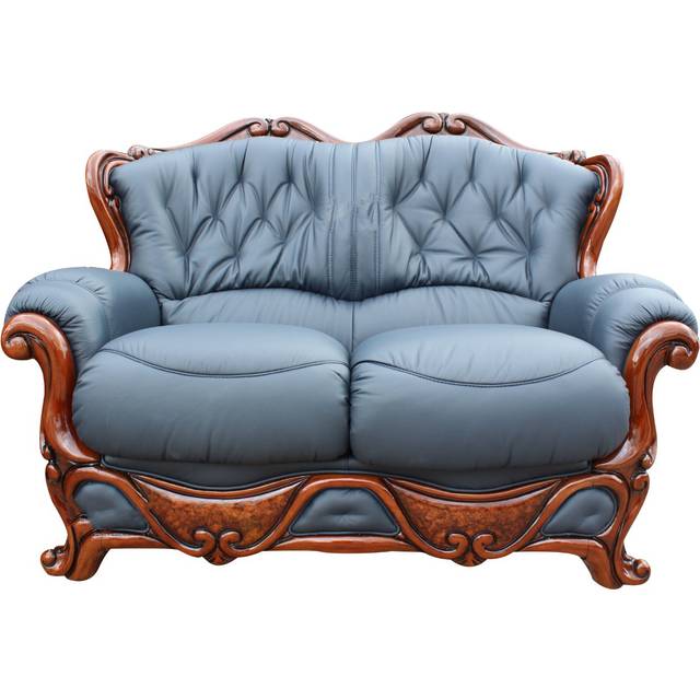 Dante Original 2 Seater Sofa Settee Italian Blue Real Leather