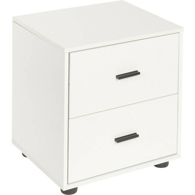 (White, 2) Wooden Nightstands with 1-2 Drawers Bedside Table