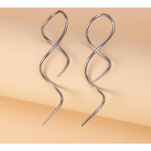 SHEIN 2pcs Twisted Spiral Earrings Women&#39;s Popular Elegant Ear Jewelry Gifts (note: Please Remark The Diameter 16g/1.2mm) 16g=1.2mm