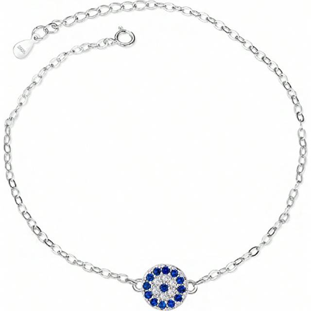 SHEIN 1pc European And American Style 925 Sterling Silver Evil Eye Bracelet, Adjustable, For Men And Women