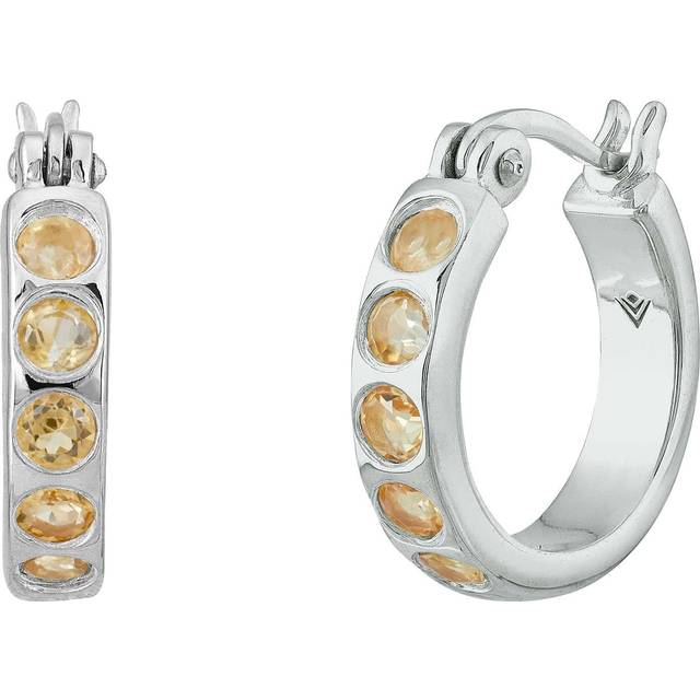 Silpada 'November Birthday Wish' Citrine Huggie Earrings In Sterling Silver - Orange