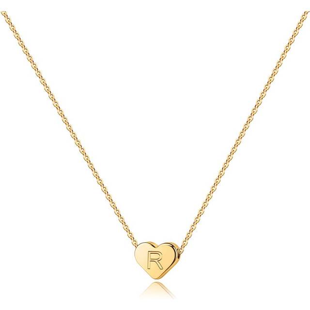 Turandoss Gold Initial R Necklace for Women - 14K Gold Filled Heart Initial Necklaces for Women Tiny Initial Necklace for GirlsGifts Heart Initial N