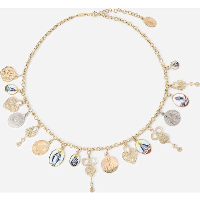 Dolce & Gabbana D.d. Necklace In Yellow 18kt Gold With Antique Ceramic Miniatures - Woman Necklaces Gold Metal Onesize