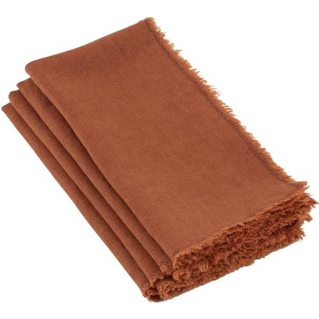 Saro Lifestyle 13009.TC20S 20 in. Graciella Square Fringed Design Linen Napkins - Terracotta, Set of 4
