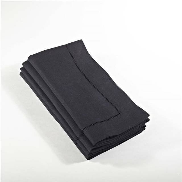 SARO LIFESTYLE Black 6100C 247 Everyday Collection Hemstitched Dinner Napkin  20 SquareSet of 4 pcs  12 pieces