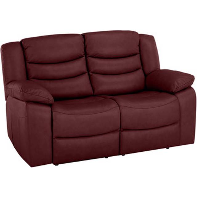 Burgundy Leather Sofas - 2 Seater Sofa - Marlow Range - Oak Furnitureland
