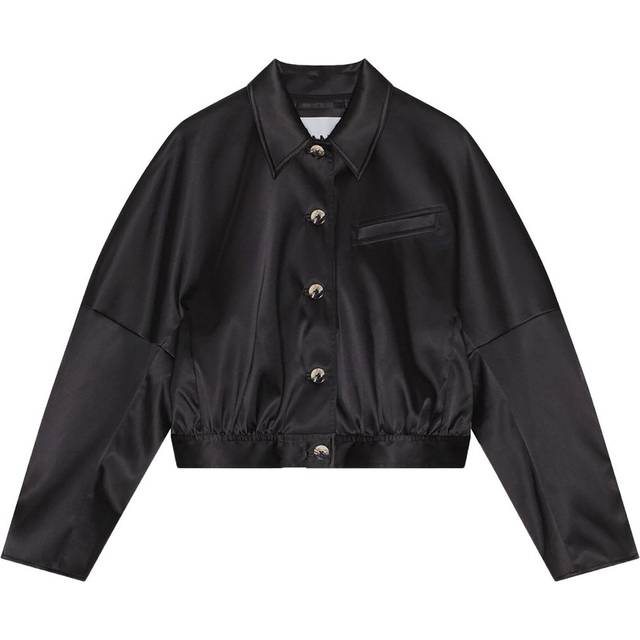 GANNI - long-sleeve bomber jacket - women - Recycled Polyester/Elastane - 38 - Black