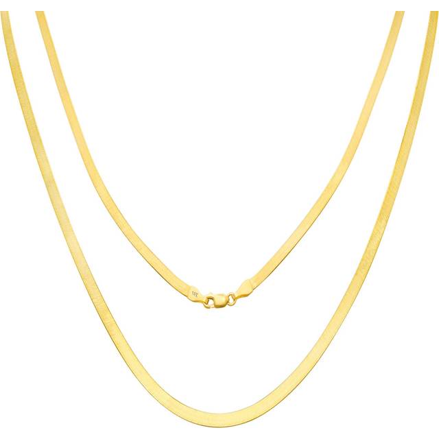 14k yellow gold solid 3mm flexible herringbone chain women men necklace 14"- 24"