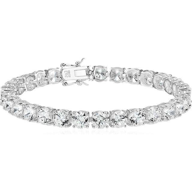 Amazon Essentials Platinum Plated Sterling Silver Round cut cubic Zirc