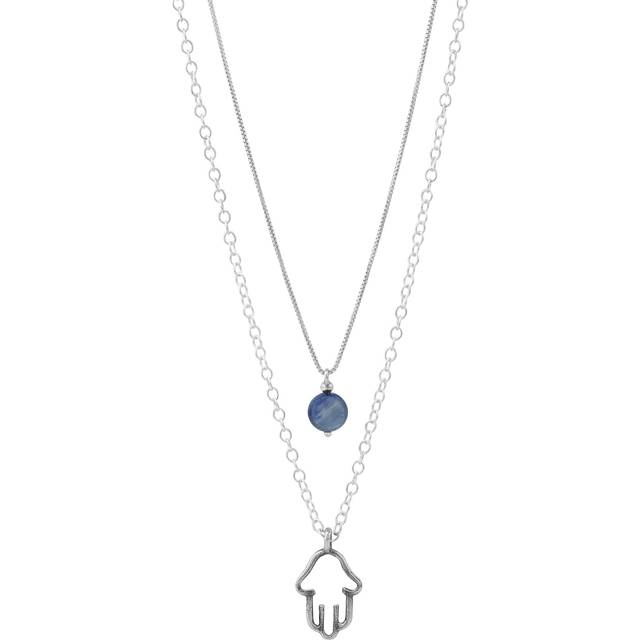 Silpada 'All Hands Hamsa' Sterling Silver Kyanite Necklace, 16" + 2" - Blue