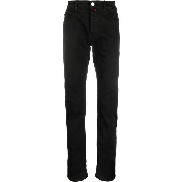 Billionaire - mid-rise straight-leg jeans - men - Cotton/Polyester/Calf Leather/Metal/Cotton/Elastane - 31 - Black