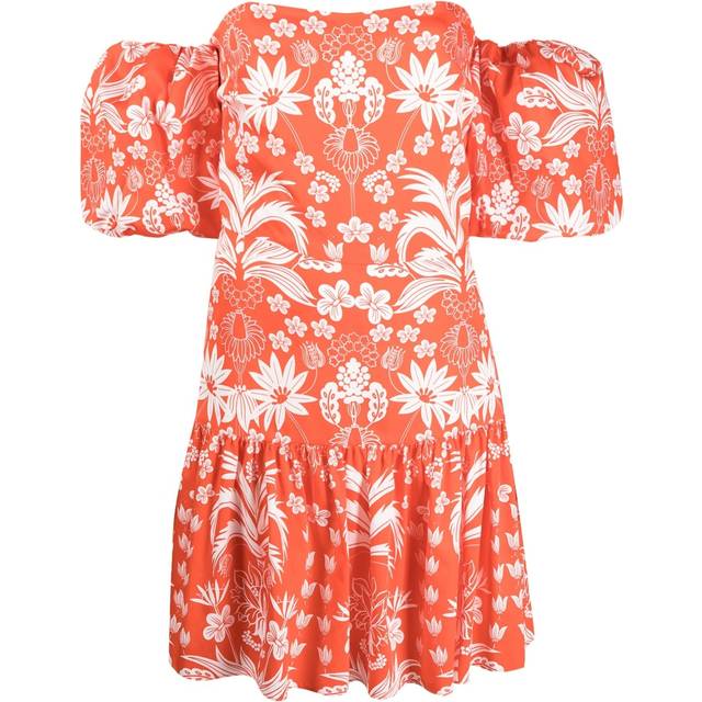 Borgo De Nor - Ziggy off-shoulder floral-print dress - women - Cotton/Cotton - 12 - Red