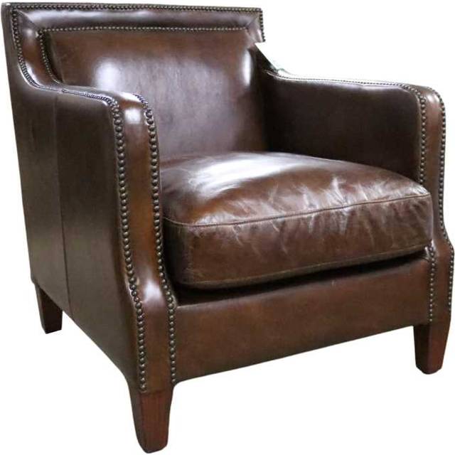 Chichester Handmade Vintage Stud Armchair Distressed Brown Real Leather - 1 Seater/Chair