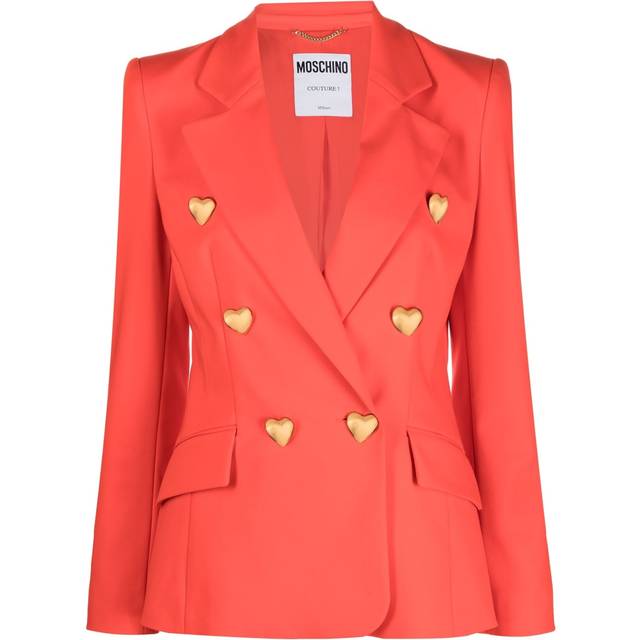 Moschino - heart-button double-breasted blazer - women - Elastane/Cotton/Polyamide/Acetate/Silk - 42 - Red
