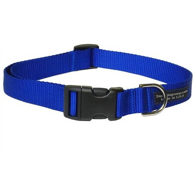 Sassy Dog Wear SOLID BLUE MED-C Nylon Webbing Dog Collar, Blue - Medium