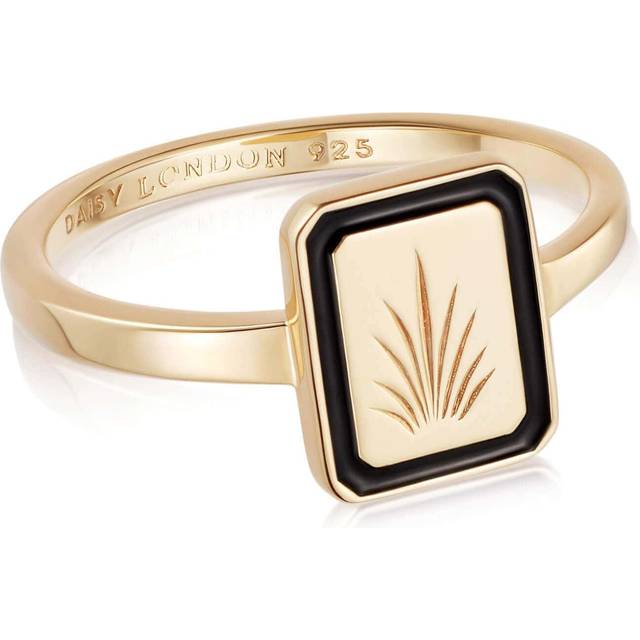 Engraved Palm Enamel Ring 18ct Gold Plate 18ct Gold Plate