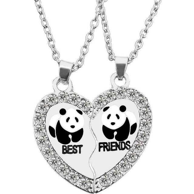 MJartoria BFF Necklace for 2  Best Friend Necklaces Cute Design Valentines Day Gifts Matching Heart Pendant Friendship Necklaces (Gold  Panda)