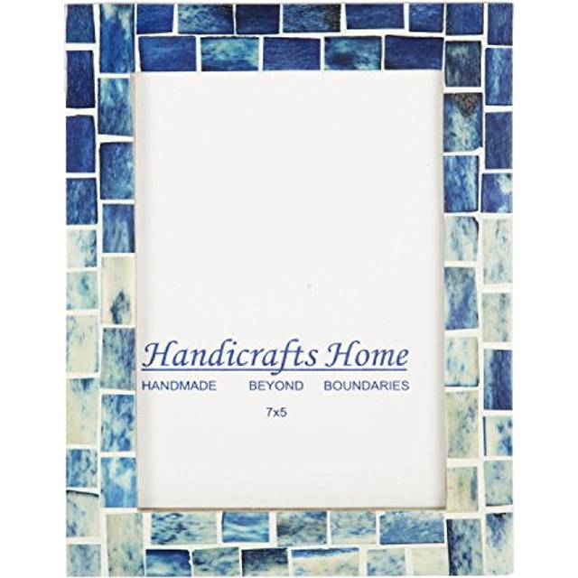 Handicrafts Home Indigo Mosaic Photo Frame Bone Handmade Picture Frames Size 5X7X1