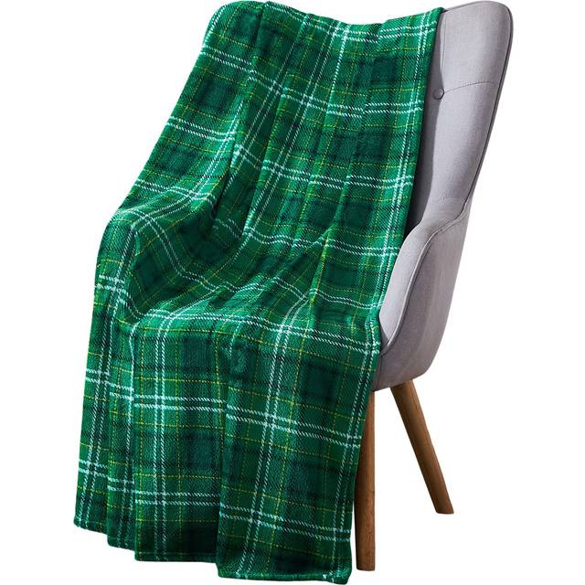 St. Patrick's Day Soft Celtic Plaid Soft Fleece Throw Blanket: Green Irish Traditional Plaid Tartan