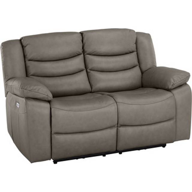 Dark Grey Leather Sofas - 2 Seater Electric Recliner Sofa - Marlow Range - Oak Furnitureland