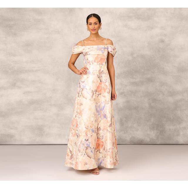 Aidan Mattox Off Shoulder Pleated Bodice Gown