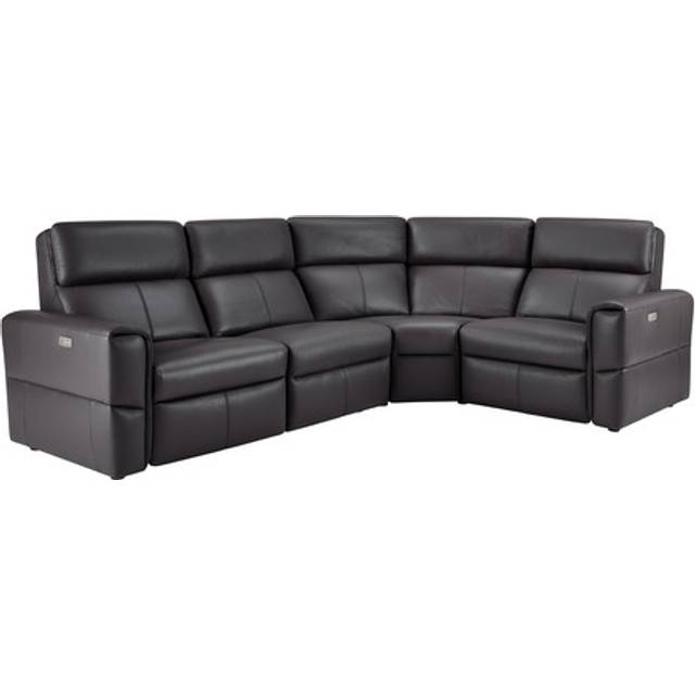 Slate Leather Sofas - Modular 4 Seat Corner Recliner - Samson Range - Oak Furnitureland
