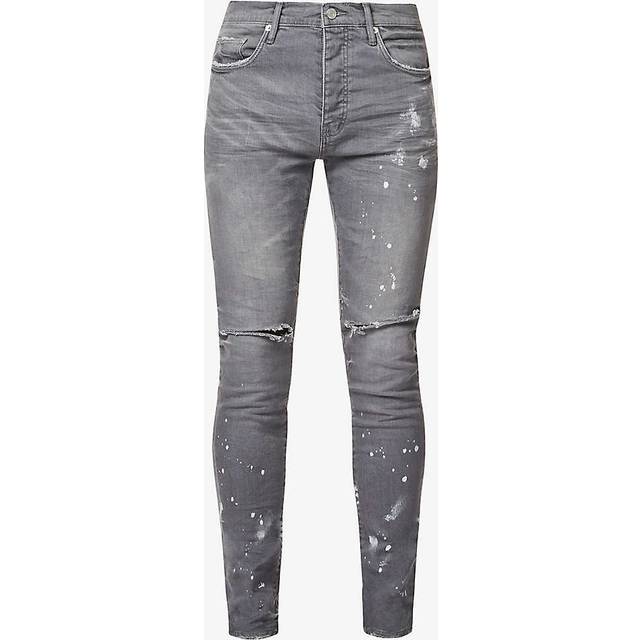 Purple Brand Mens Grey Ripped Slim-fit Skinny Stretch-denim Jeans 30 - GREY