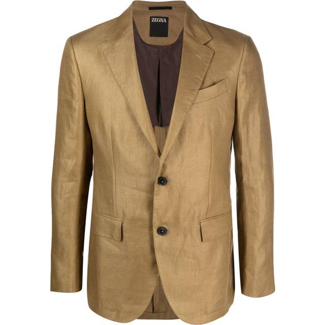 Zegna - single-breasted linen blazer - men - Linen/Flax/Cupro - 48 - Green