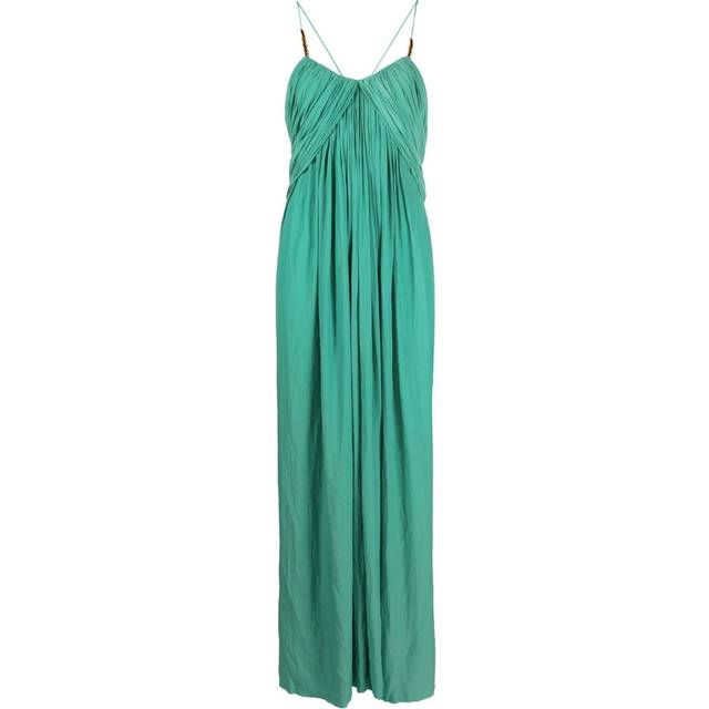 Lanvin - embellished pleated maxi dress - women - Polyester - 36 - Green