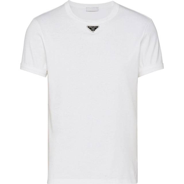 Prada - triangle-logo cotton T-shirt - men - Cotton - M - White