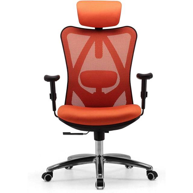 SIHOO Office Chair Ergonomic Desk Chair, Breathable Mesh Design High Back Computer Chair, Adjustable Headrest and Lumbar Support (Orange)
