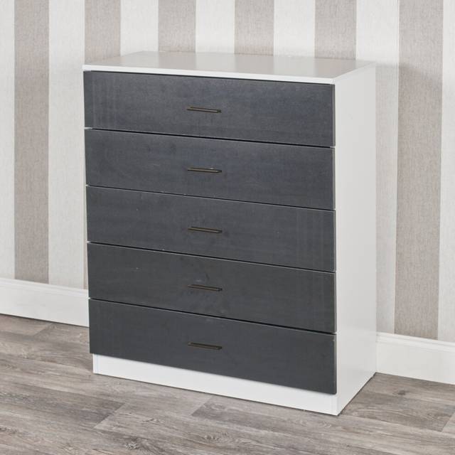 (White Carcass with Black Drawers, 5) URBNLIVING 4-5 Drawer Wooden Bedroom Chest Cabinet