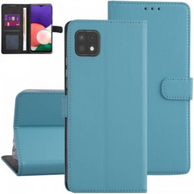 Plånboksfodral Samsung Galaxy A22 5G Ljusblå med Ställ