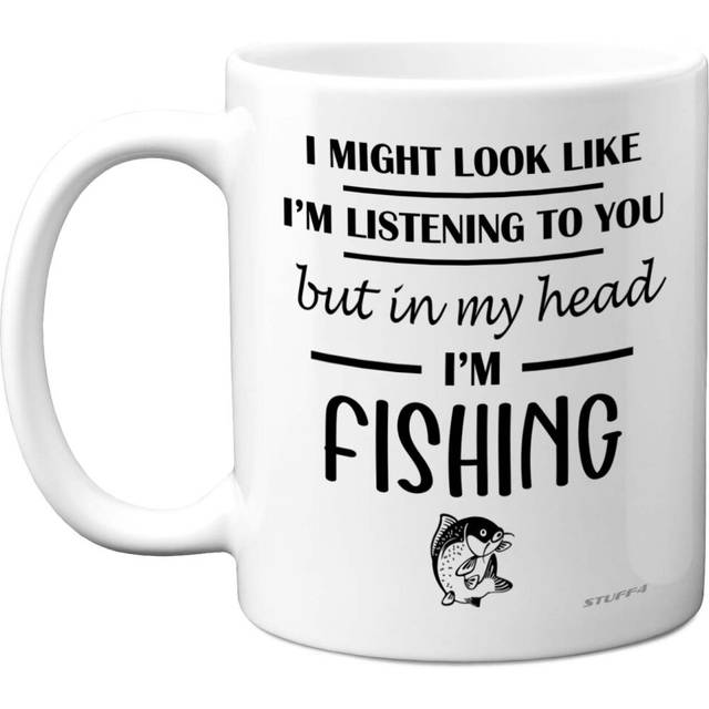 In My Head I'm Fishing Mug Funny Novelty Fish Angling Gift Dad Grandad Birthday 11oz Dishwasher Microwave Safe Coffee Tea Cup