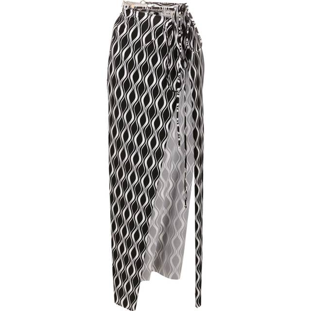 Amir Slama - wave-print slit maxi skirt - women - Polyamide/Elastane - GG - Black