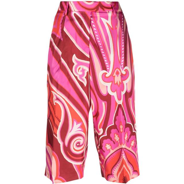 ETRO - all-over graphic-print shorts - women - Silk/Viscose - 42 - Pink