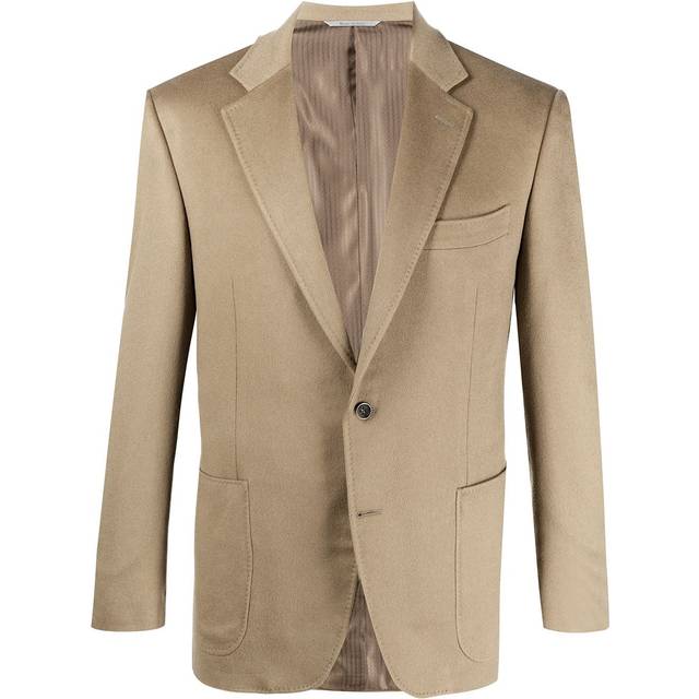 Canali - single-breasted blazer - men - Cupro/Cashmere - 52 - Brown