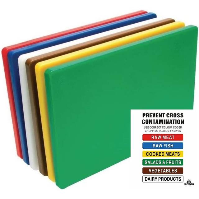 Extra Thick Colour Coded Chopping Board Strong Boards 6pcs - 12x18